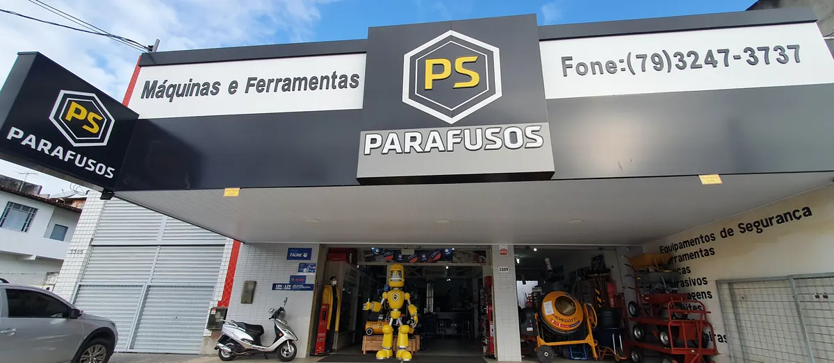 Fachada da loja PS Parafusos na Avenida Augusto Franco
