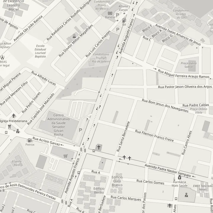 Mapa da região da loja, na Avenida Augusto Franco, Ponto Novo